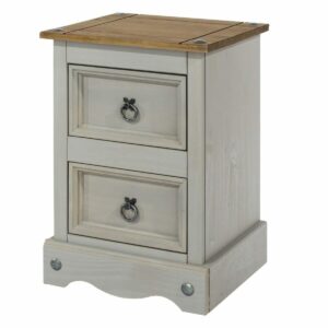 Corona Grey Pine 2 Drawer Petite Bedside Cabinet