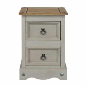 Corona Grey Pine 2 Drawer Petite Bedside Cabinet