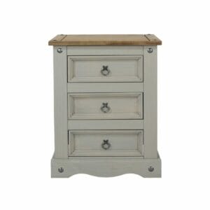 Corona Grey Pine 3 Drawer Bedside Cabinet
