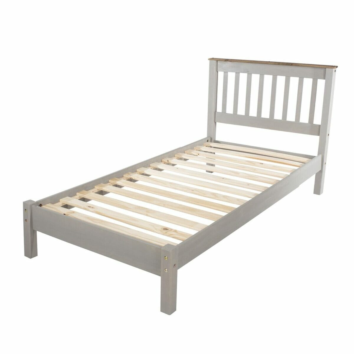 Corona Grey Pine 3'0" Slatted Lowend Bedstead