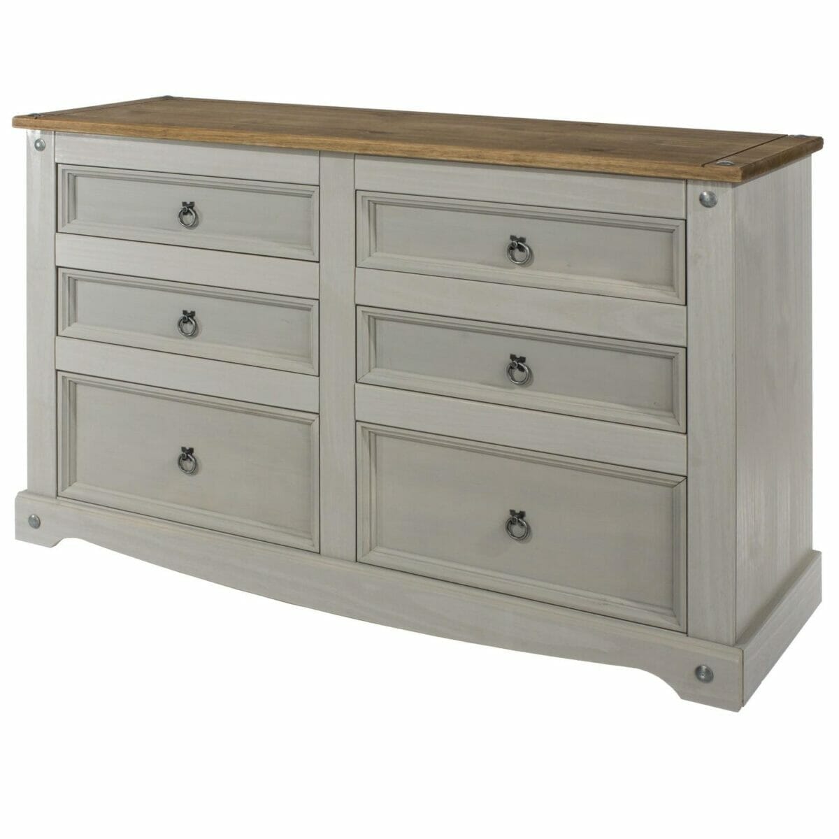 Corona Grey Pine 3+3 Drawer Wide Chest