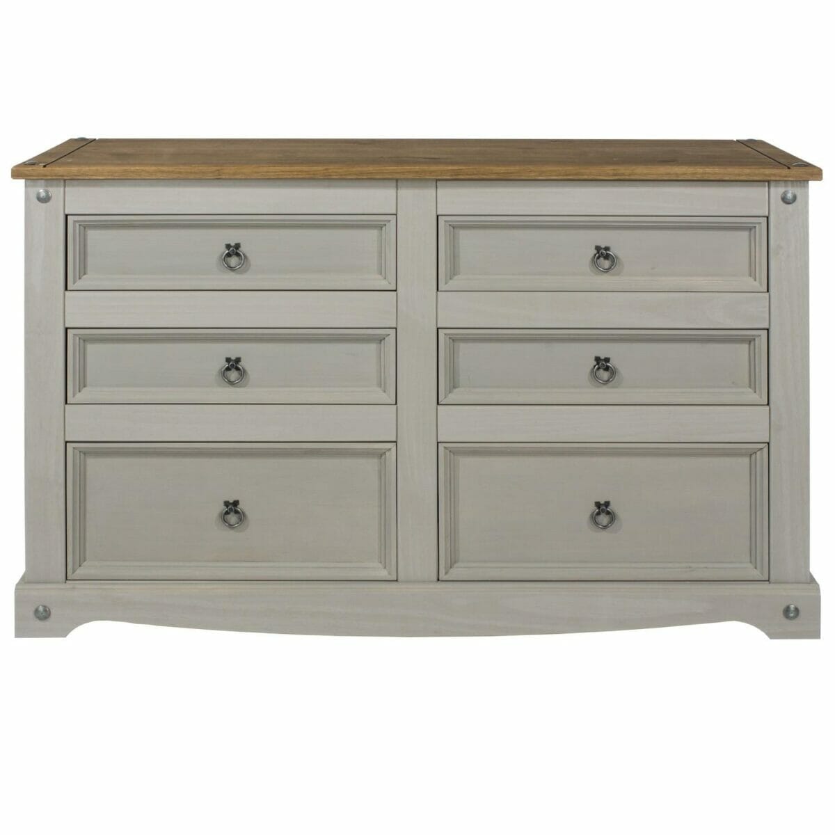 Corona Grey Pine 3+3 Drawer Wide Chest