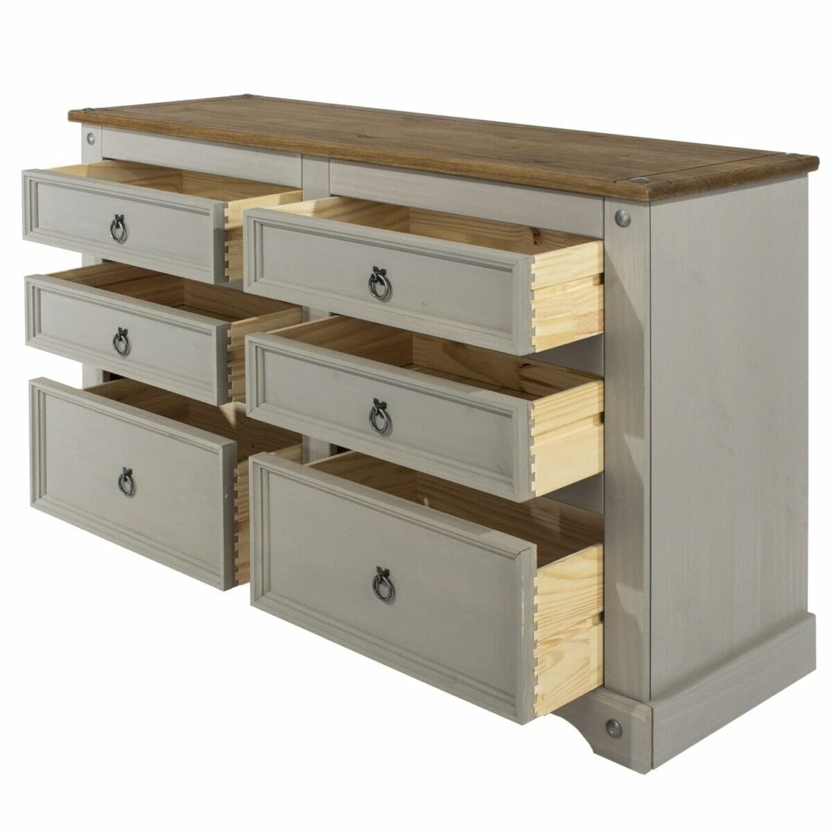 Corona Grey Pine 3+3 Drawer Wide Chest