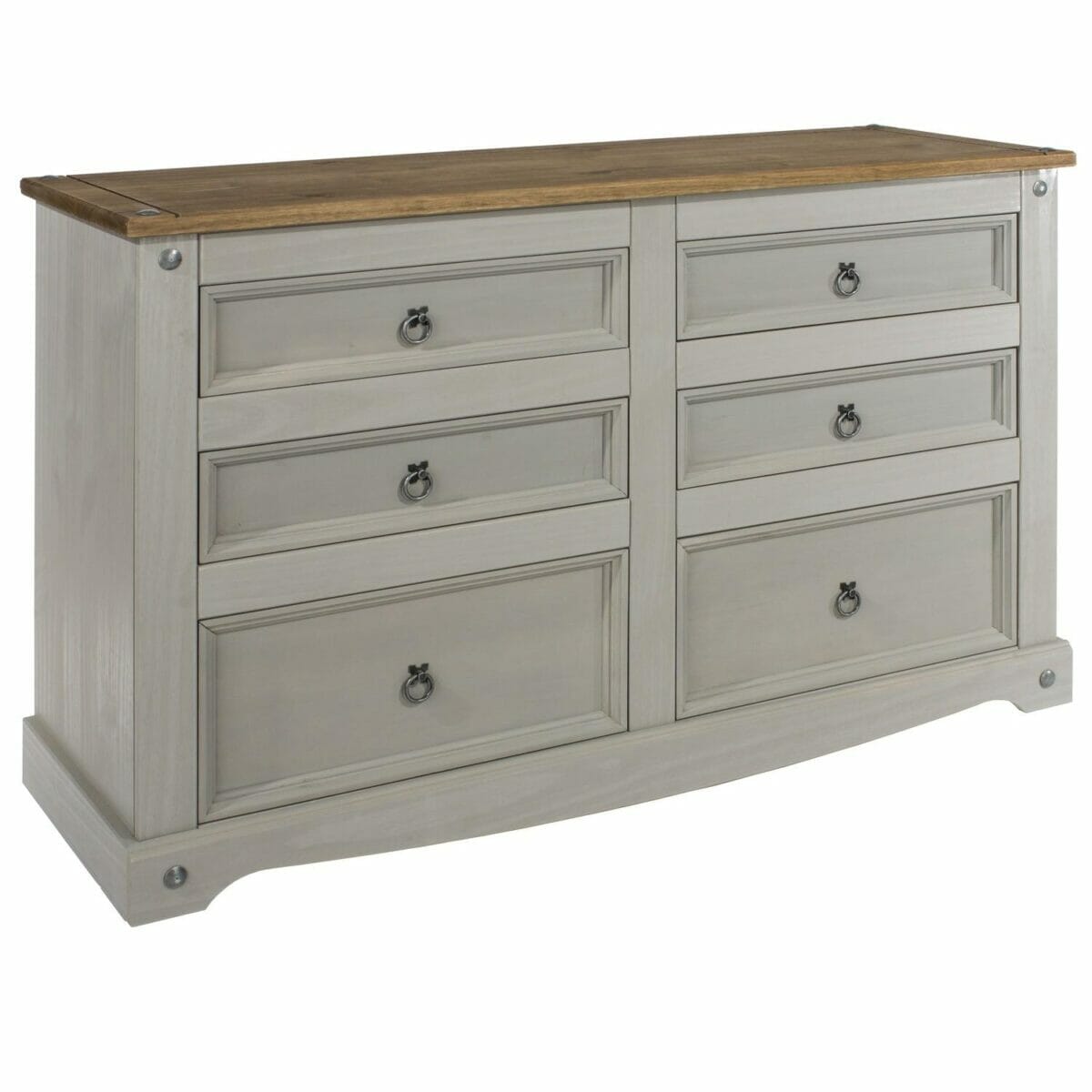 Corona Grey Pine 3+3 Drawer Wide Chest