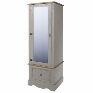 Corona Grey Pine Armoire With Mirrored Door