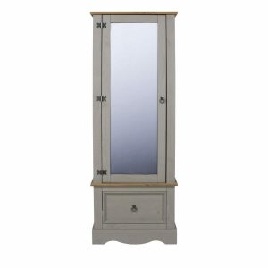 Corona Grey Pine Armoire With Mirrored Door