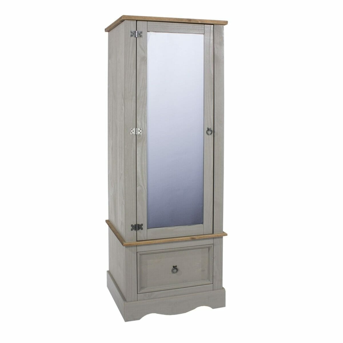 Corona Grey Pine Armoire With Mirrored Door