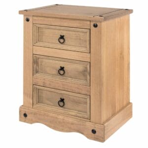 Corona Pine 3 Drawer Bedside Cabinet