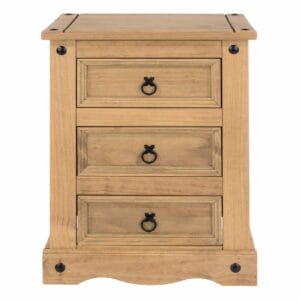 Corona Pine 3 Drawer Bedside Cabinet