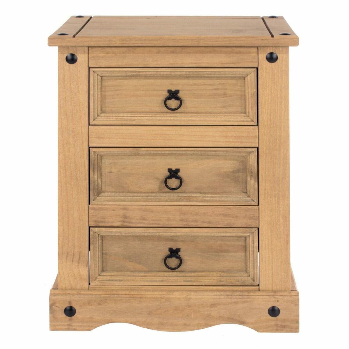 Corona Pine 3 Drawer Bedside Cabinet