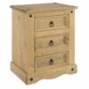 Corona Pine 3 Drawer Bedside Cabinet