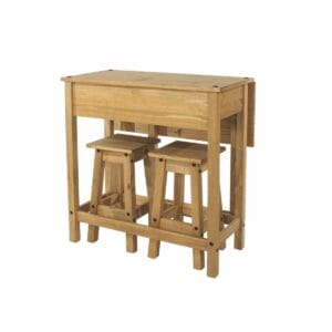 Corona Pine Breakfast Drop Leaf Table & 2 Stools Set