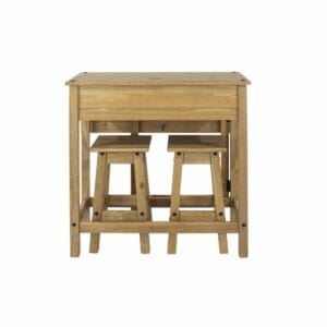 Corona Pine Breakfast Drop Leaf Table & 2 Stools Set