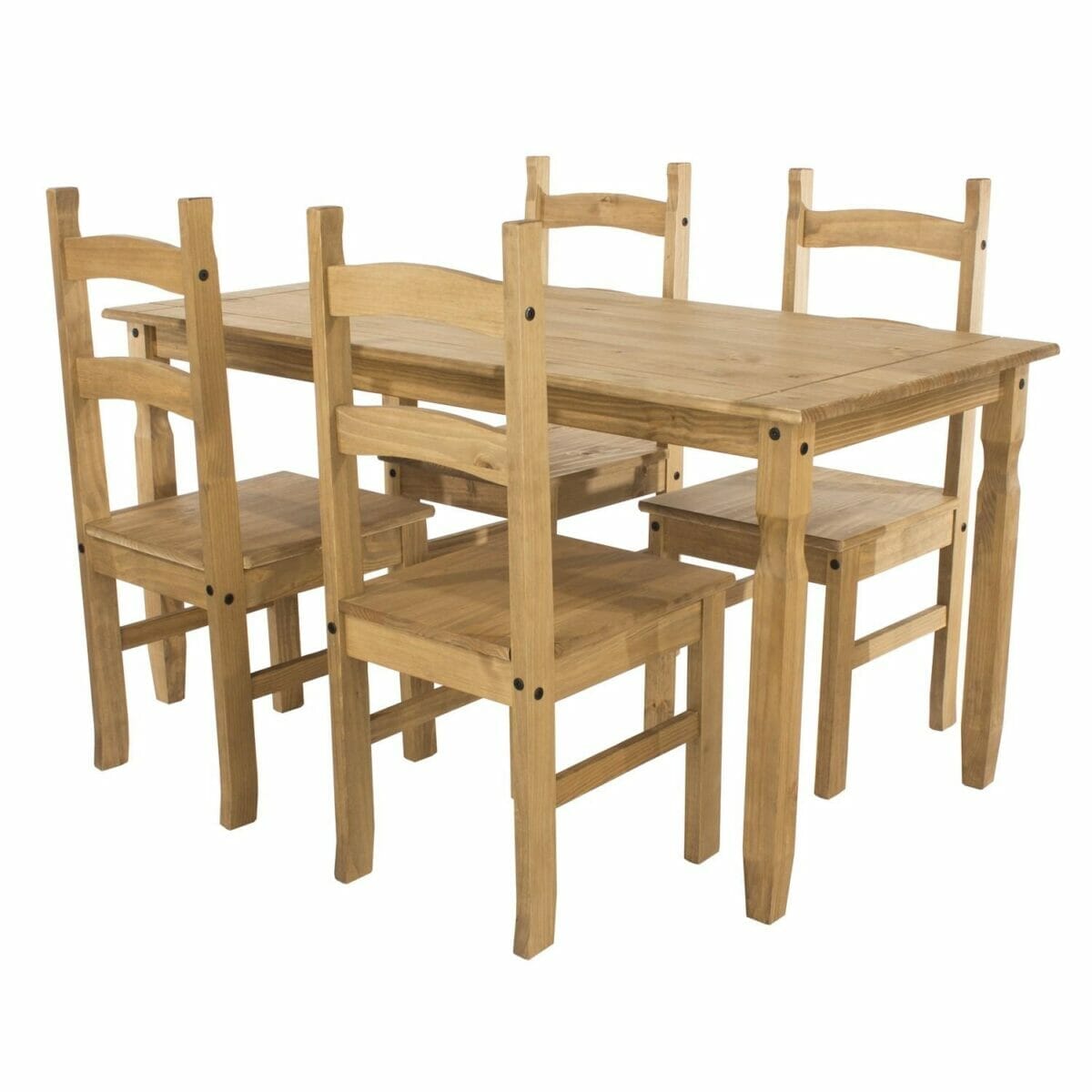 Corona Pine Rectangular Dining Table & 4 Chair Set