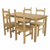 Corona Grey Pine Rectangular Dining Table & 4 Chair Set