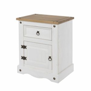 Corona White Pine 1 Door, 1 Drawer Bedside Cabinet