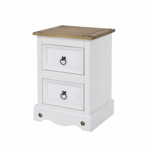 Corona White Pine 2 Drawer Petite Bedside Cabinet
