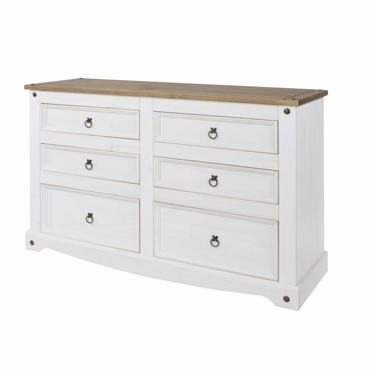 Corona White Pine 3+3 Drawer Wide Chest