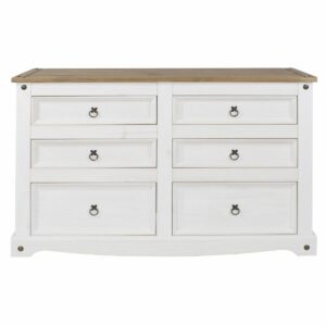 Corona White Pine 3+3 Drawer Wide Chest