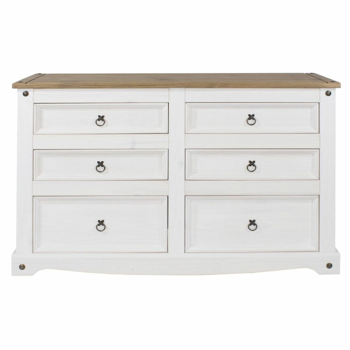 Corona White Pine 3+3 Drawer Wide Chest