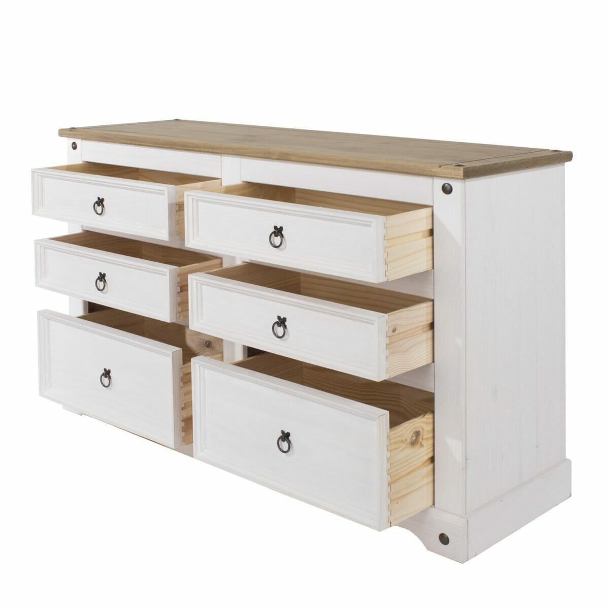 Corona White Pine 3+3 Drawer Wide Chest