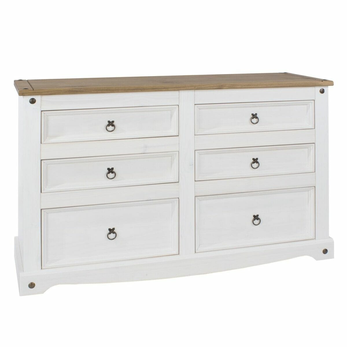 Corona White Pine 3+3 Drawer Wide Chest