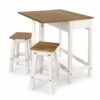 Corona White Pine Breakfast Drop Leaf Table & 2 Stools Set