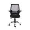 Loft Home Office Plastic Armed Chair, Black Mesh Back, Black Fabric Seat & Chrome Base