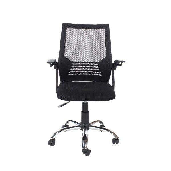 Loft Home Office Plastic Armed Chair, Black Mesh Back, Black Fabric Seat & Chrome Base