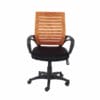 Loft Home Office Plastic Armed Chair, Orange Mesh Back, Black Fabric Seat & Black Base