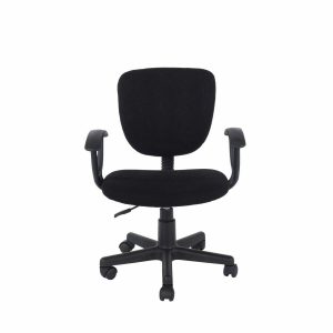 Loft Home Office Plastic Chair In Black Fabric &Amp; Black Base