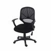 Loft Home Office Plastic Chair In Black Mesh Back, Black Fabric Seat &Amp; Black Base