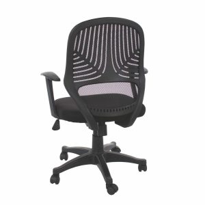Loft Home Office Plastic Chair In Black Mesh Back, Black Fabric Seat & Black Base