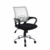 Loft Home Office Plastic Chair In Grey Mesh Back, Black Fabric Seat & Chrome Base