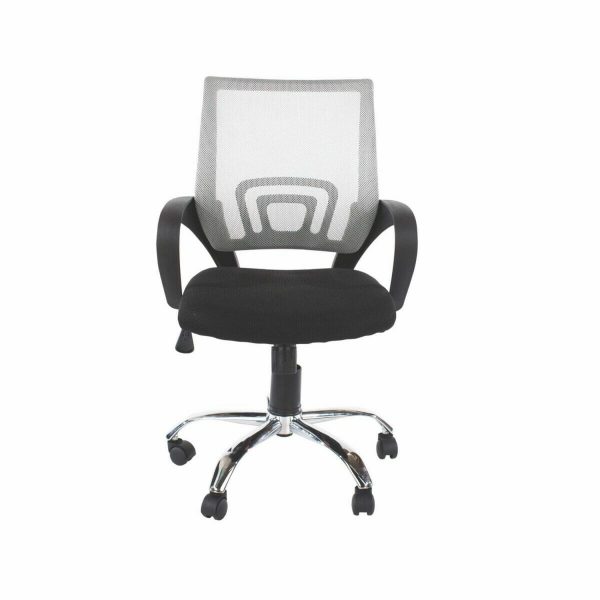 Loft Home Office Plastic Chair In Grey Mesh Back, Black Fabric Seat &Amp; Chrome Base