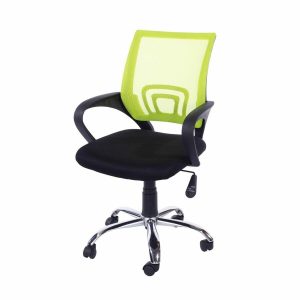 Loft Home Office Plastic Chair In Lime Green Mesh Back, Black Fabric Seat & Chrome Base