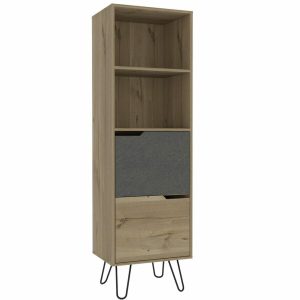 Manhattan Melamine Faced Chipboard Tall Bookcase, With 2 Doors