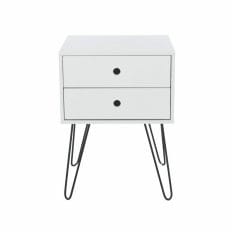 Options Mdf Telford, White & Metal 2 Drawer Bedside Cabinet