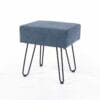 Soft Furnishings Fabric Blue Fabric Upholstered Rectangular Stool With Black Metal Legs