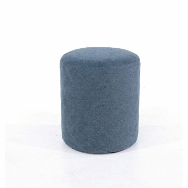 Soft Furnishings Fabric Blue Fabric Upholstered Round Tub Stool