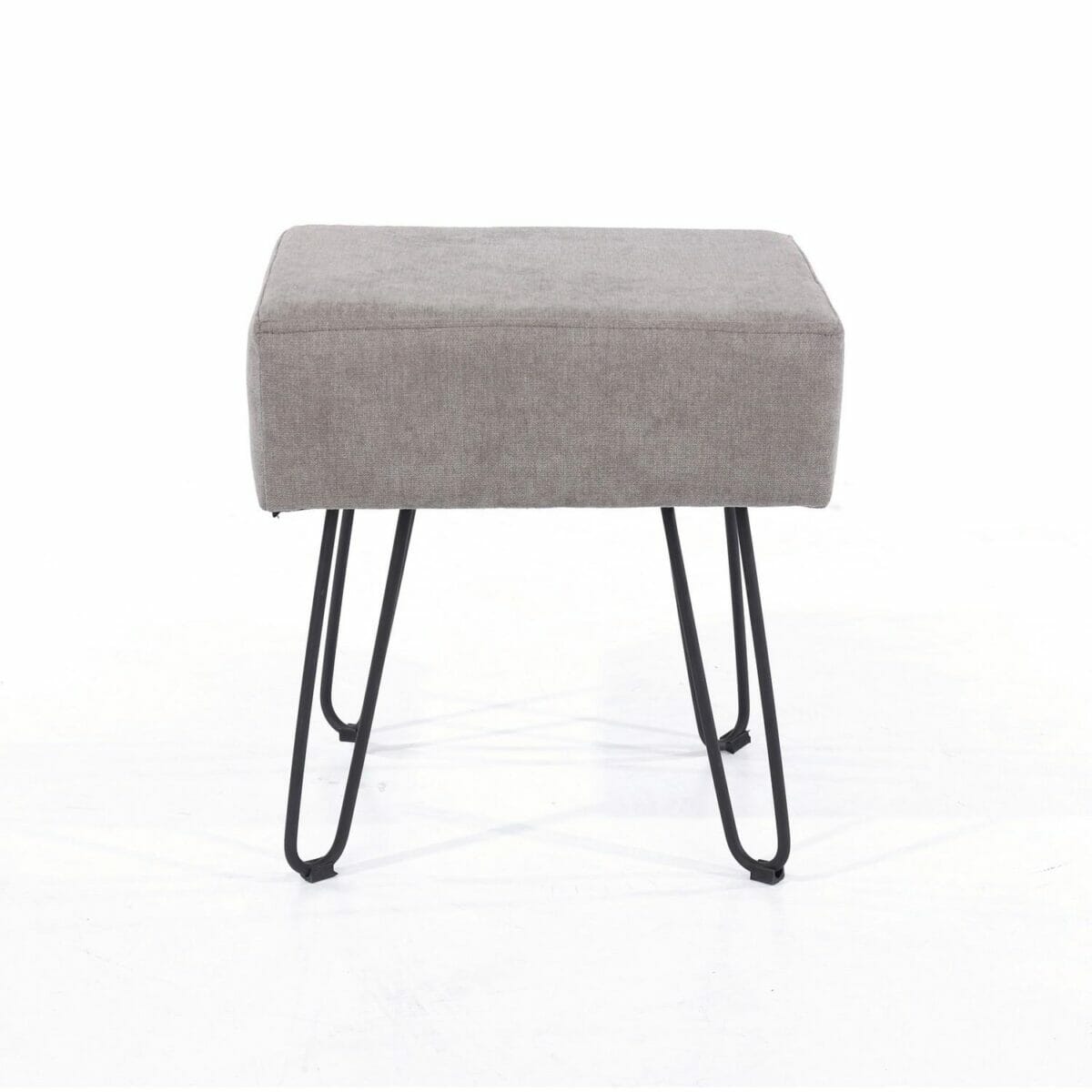 Soft Furnishings Fabric Grey Fabric Upholstered Rectangular Stool With Black Metal Legs