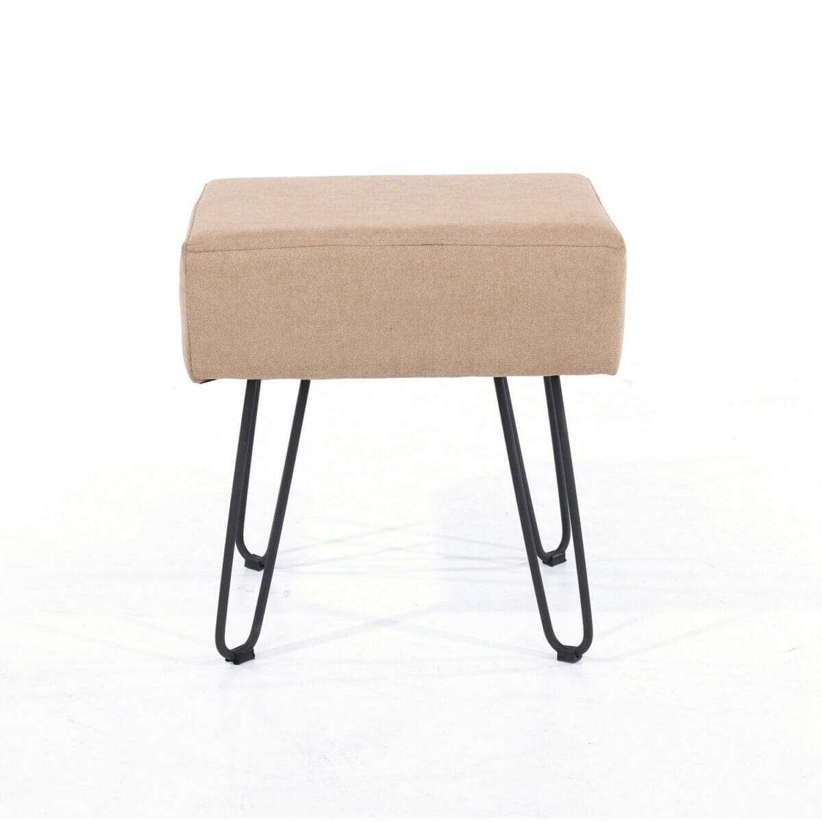 Soft Furnishings Fabric Sand Fabric Upholstered Rectangular Stool With Black Metal Legs