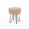 Soft Furnishings Fabric Sand Fabric Upholstered Round Stool With Black Metal Legs