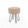 Soft Furnishings Fabric Sand Fabric Upholstered Round Stool With Black Metal Legs