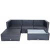 Black Rattan Garden Furniture Lounger & Coffee Table + Free Rain Cover Set & 2 Green Cushions