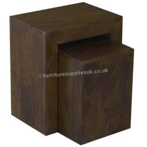 Dakota Dark Mango Cube Nest of Tables Wood