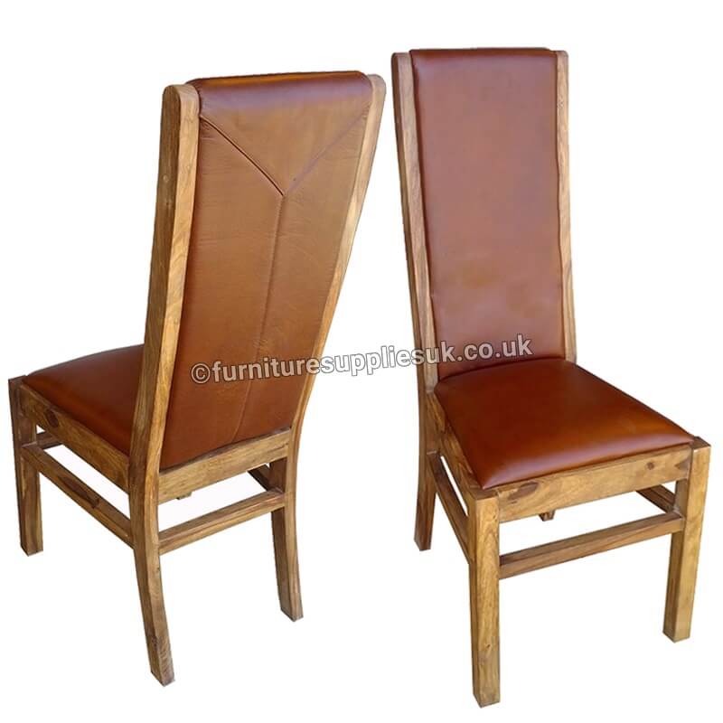 Divine Real Leather Dining Chairs X2, Leather Wooden Dining Chairs
