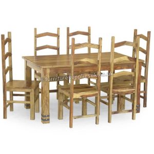 Jali Ruby 150cm Dining Table With 6 Chairs Solid Sheesham Wood