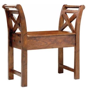 Cube Jaipur Single Seater Bench With Box Solid Sheesham Wood