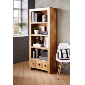 Light Dakota Bookcase With Drawers Mango Wood